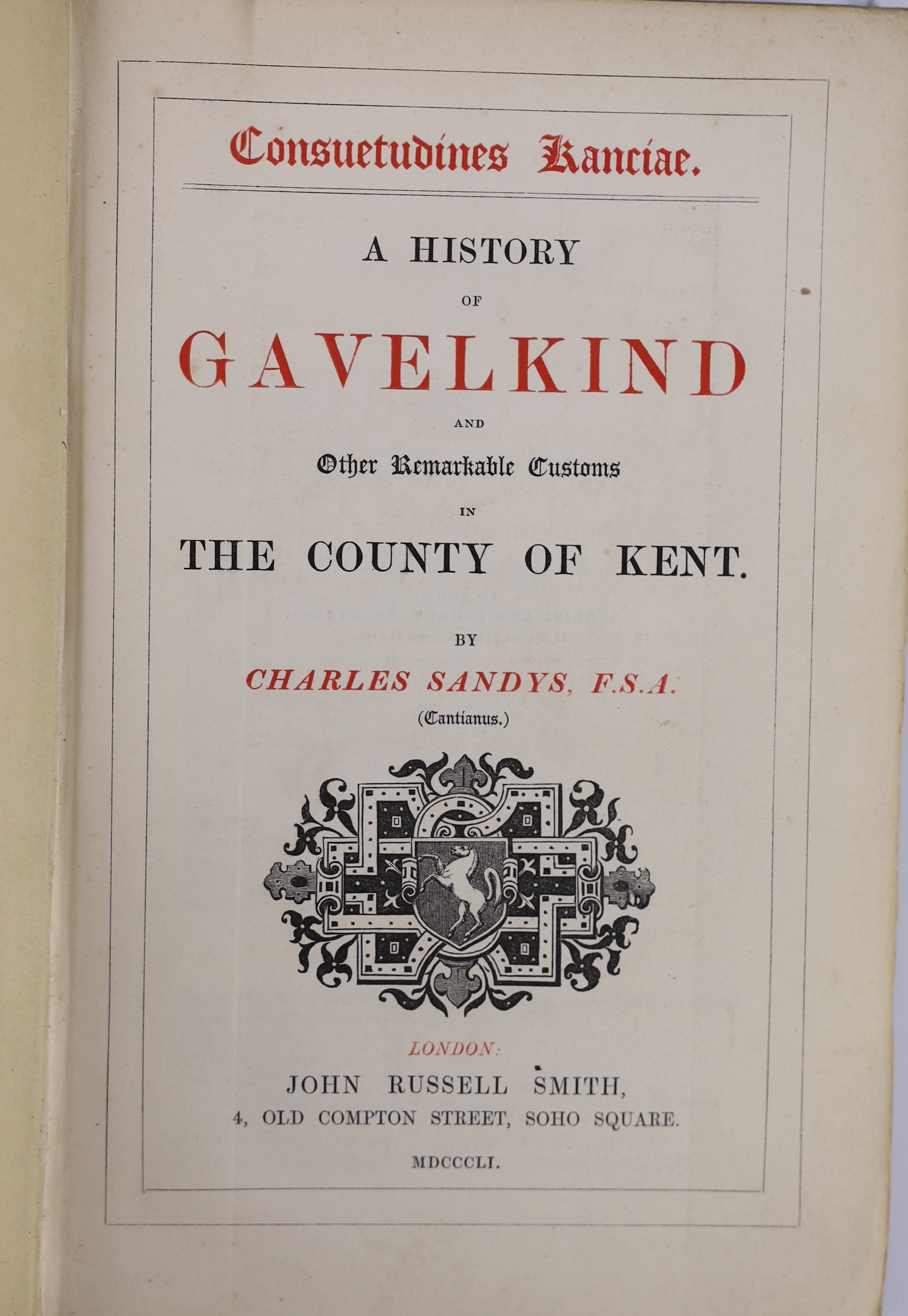 Somner, William - A Treatise of Gavelkind, both Name and Thing....2nd edition. corrected from the many errors of the former impression. To which is added, the Life of the Author....frontispiece, head and tailpiece decora